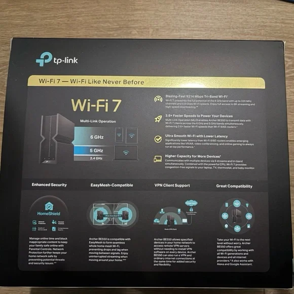 TP-Link BE9300 Wi-Fi 7 Router - Black
